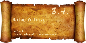 Balog Alícia névjegykártya