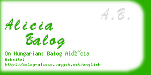 alicia balog business card